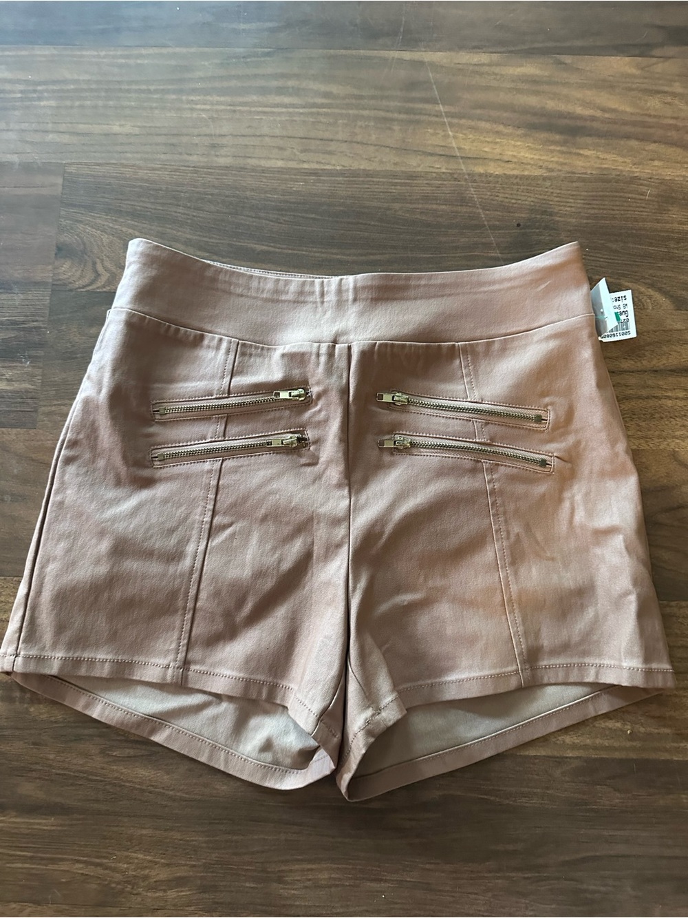 Guess beige High-Waist Zip-Pocket Shorts
